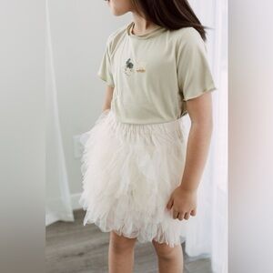 Cutey N Coolty Cream Tulle-Ruffled-Skirt